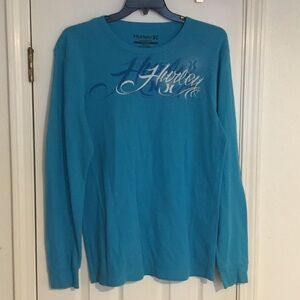 EUC Hurley Aqua Graphic Thermal Long Sleeve Tee
